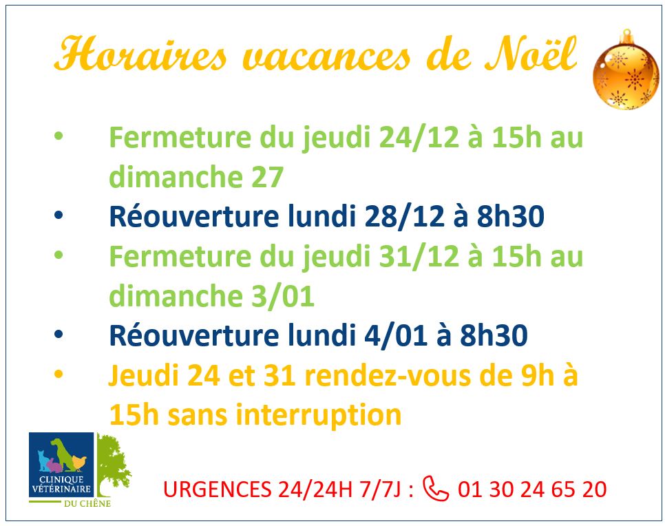 Fermeture du jeudi 24/12 à 15h au dimanche 27
Réouverture lundi 28/12 à 8h30
Fermeture du jeudi 31/12 à 15h au dimanche 3/01
Réouverture lundi 4/01 à 8h30
Jeudi 24 et 31 rendez-vous de 9h à 15h sans interruption

